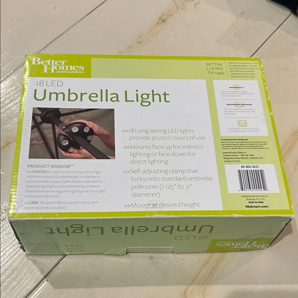 Better Homes And Gardens LED Umbrella Light - Black and Green